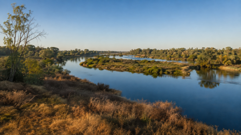 Restored floodplain landscape at Dos Rios State Park near Modesto California