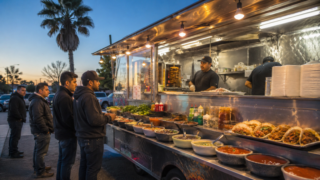 Taco truck serving regional Mexican food in Modesto California